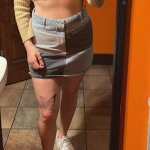 Patchwork Denim Skirt